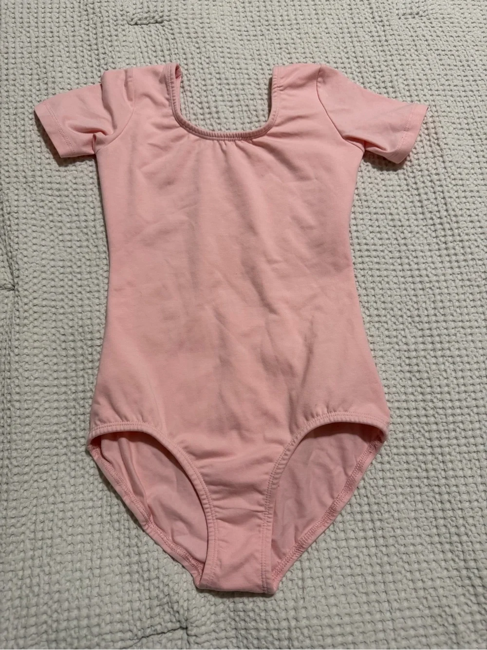 Girls Pink Short-Sleeve One-Piece Leotard